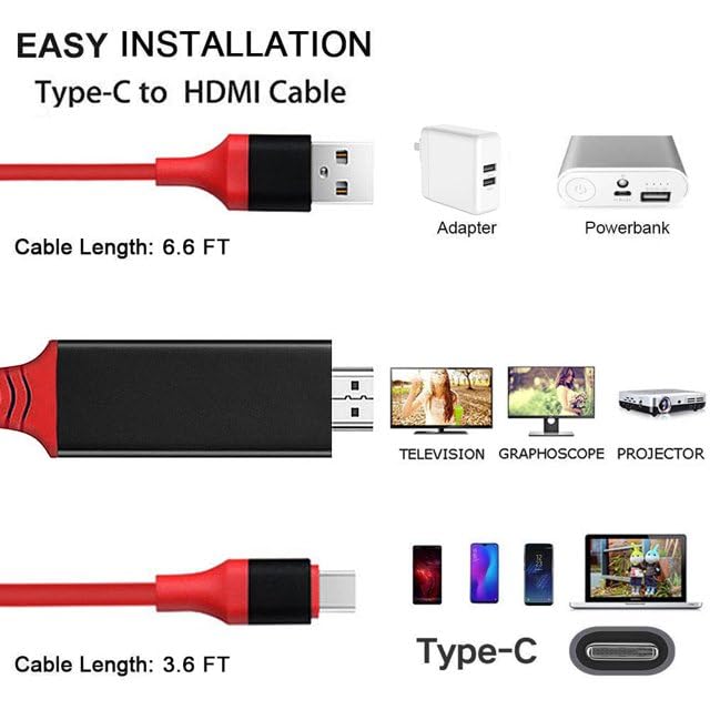 Pbuddy USB Type C to HDMI-Compatible Mirroring Charging Cable 4K for Android Phone Pbuddy USB Type C to HDMI-Compatible Mirroring Charging Cable 4K for Android Phone